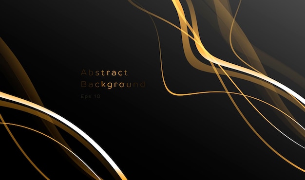 Abstract cover or wallpaper with golden stripes swirls on both edges of the composition black