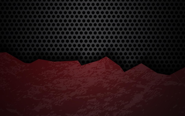 Abstract crack metal background with carbon black and red color