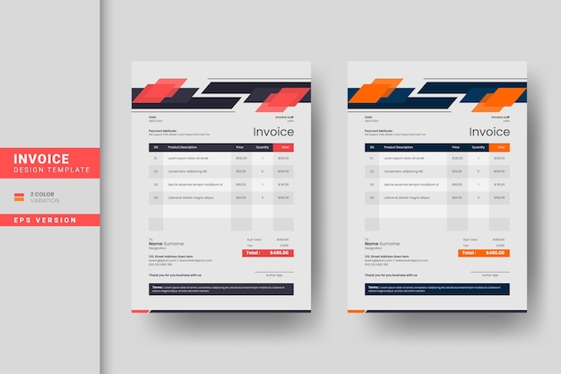 Abstract and creative business invoice design