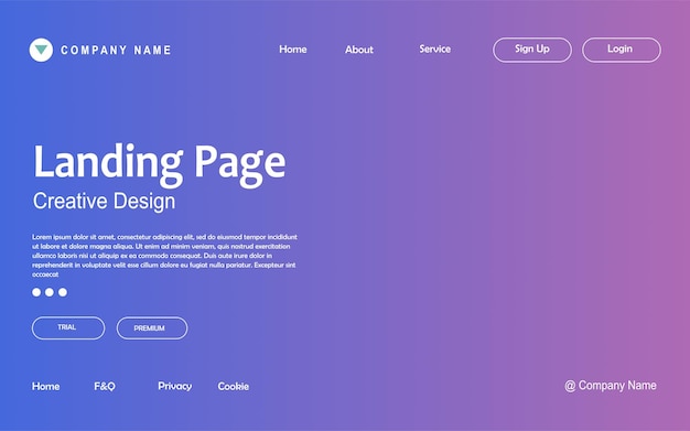 Abstract creative landing page template with gradient effect for website and mobile website.