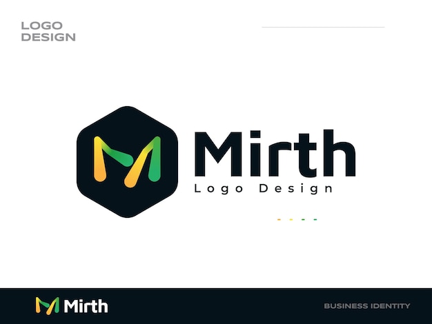 Abstract and Creative Letter M Logo Design with Yellow and Green Gradient Blend Style Suitable for Business and Technology Logos