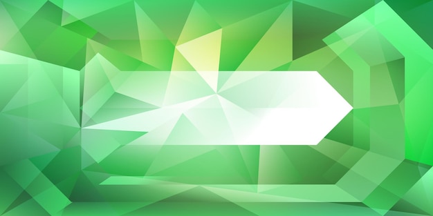 Abstract crystal background with refracting light and highlights in green colors