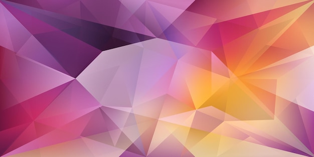 Abstract crystal background with refracting light and highlights in purple and yellow colors