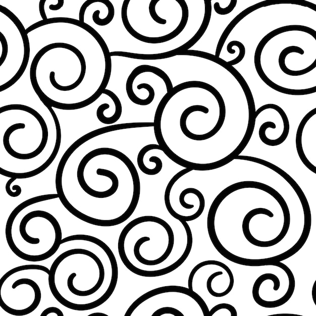 Abstract curly geometric seamless pattern. Doodle background.