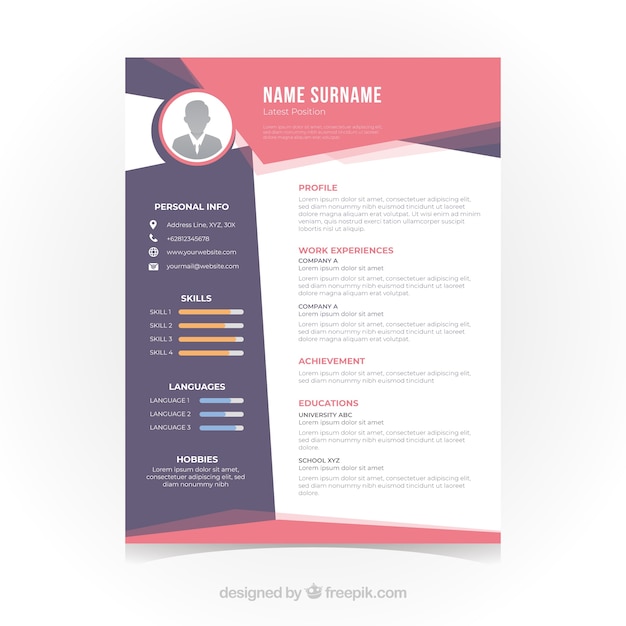 Abstract curriculum template with colorful style