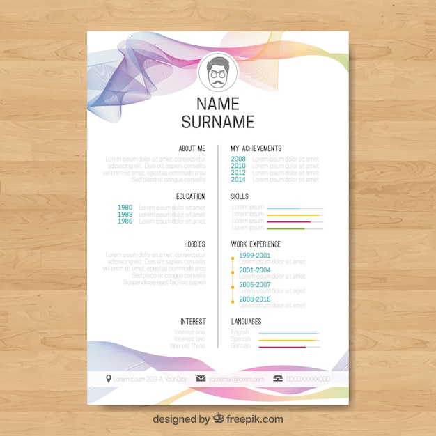 Abstract curriculum template with colorful waves