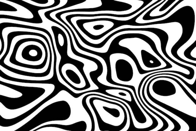 Abstract curved black and white optical illusion linesVector abstract cover background