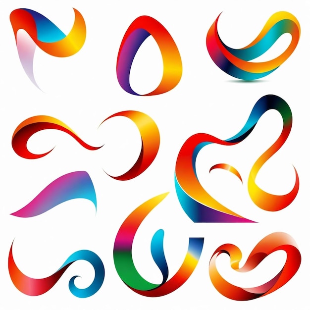 Abstract curves vector set white background isolated a high qua