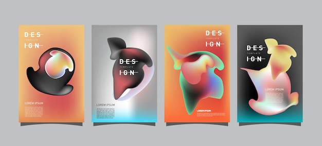 Abstract Curvy Liquid Poster Set Design Template