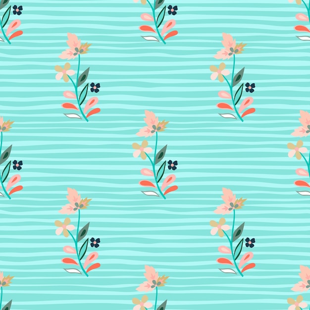 Abstract cute leaves and flower seamless pattern Beautiful floral wallpaper Cute plants endless backdrop