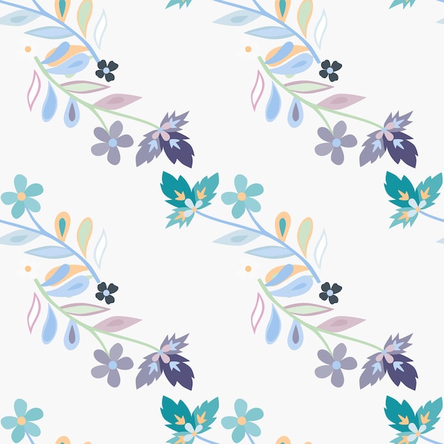 Abstract cute leaves and flower seamless pattern Beautiful floral wallpaper Cute plants endless backdrop