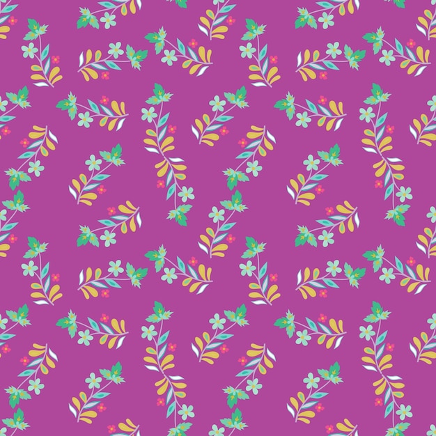 Abstract cute leaves and flower seamless pattern Beautiful floral wallpaper Cute plants endless backdrop