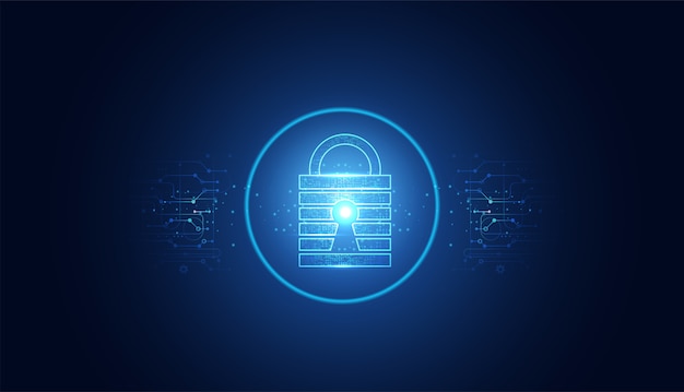 Abstract Cyber security with padlock blue circle