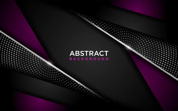 Abstract Dark Background Combined with Modern Purple Shape and Silver Lines. Graphic design Element.