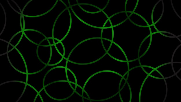 Abstract dark background of intersecting circles in green colors