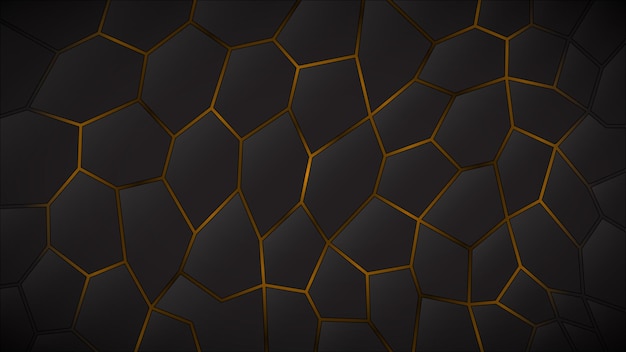 Abstract dark background of polygons in yellow colors