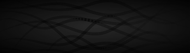 Abstract dark background of wavy intertwining lines in black and gray colors