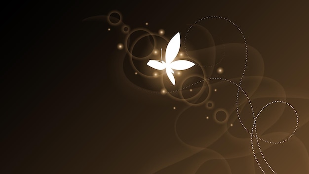 Abstract Dark Background With Butterflies Insects Glow Light Shine Flashes Vector Design Style