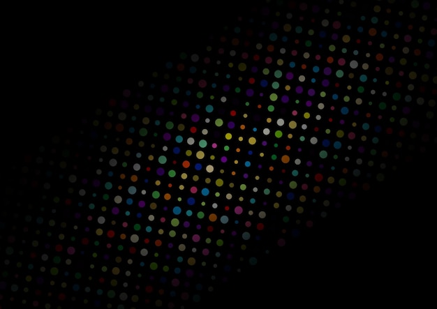 Abstract dark background with colored dots of different sizes Template for screensavers packaging posters banners and creative ideasxA