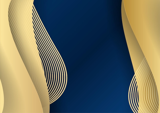 Abstract Dark Background with Geometric Shape and Golden Element Combination. Dark blue and gold background