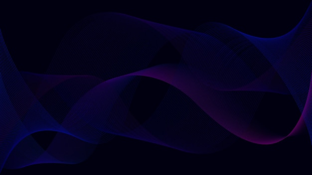 Vector abstract dark background with wavy glowing lines futuristic vector wavy illustration