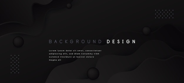 Vector abstract dark black liquid background banner design with geometric shape elements