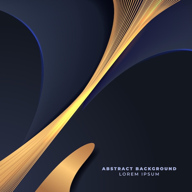 Vector abstract dark blue background with curve golden line element