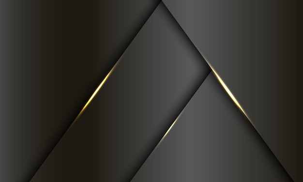 Abstract dark grey metallic gold light luxury design modern futuristic background .