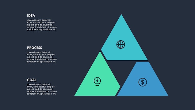 Abstract dark infographic with 6 elements template for web on a black background business presentation