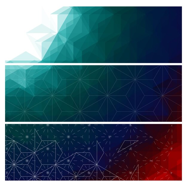 Abstract dark triangles banners set