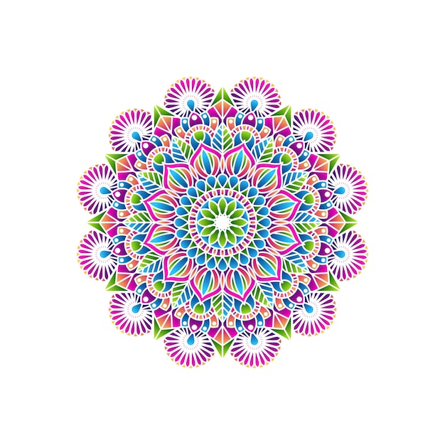 Abstract decorative colorful mandala on white background