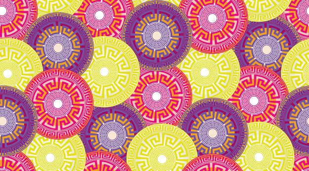 Abstract Decorative Ethnic Round Circles Seamless Pattern Luxury Interior Design Modern Greek