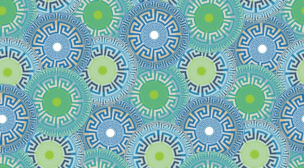 Abstract Decorative Ethnic Round Circles Seamless Pattern Luxury Interior Design Modern Greek