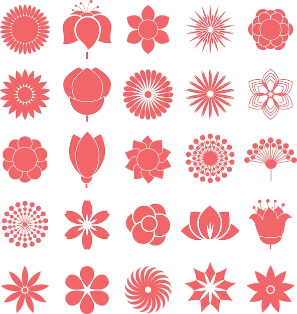 Abstract decorative flower icons Design elementsset Vector art