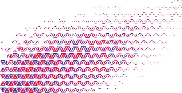 Abstract decorative geometric pattern of multicolored red purple blue triangles of different sizes