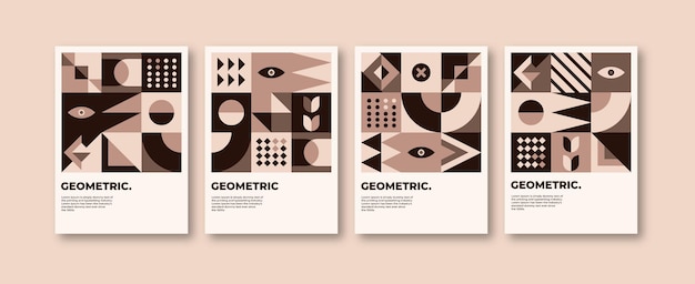 Abstract design cover collection in bauhaus style