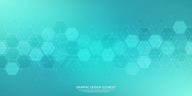 Abstract design element with geometric background and hexagons shape pattern