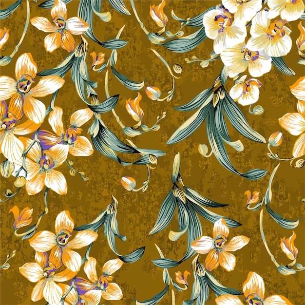 Abstract Design of Textured Flowers Ready for Textile Prints