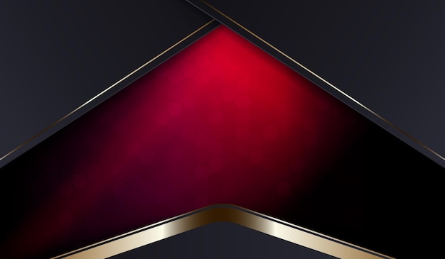 Abstract design with a gradient of red oblique gray curtains silhouette of a golden shade arrow