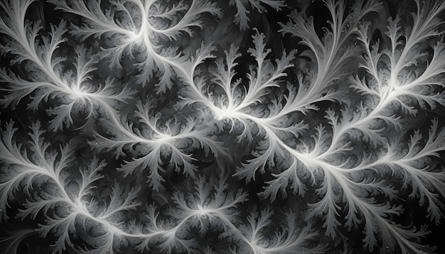 An abstract design with swirling white tendrils on a dark background The tendrils appear to be intertwined and branching out in a rhythmic pattern