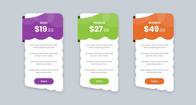 Abstract designed a minimalist pricing comparison web and mobile ui kit elements