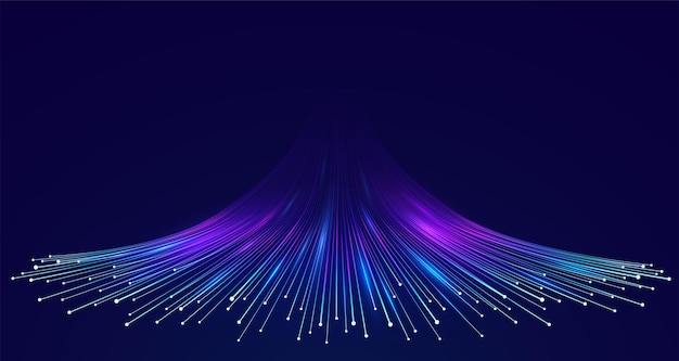 Abstract digital big data background fiber optic network lines Data flow visualization concept