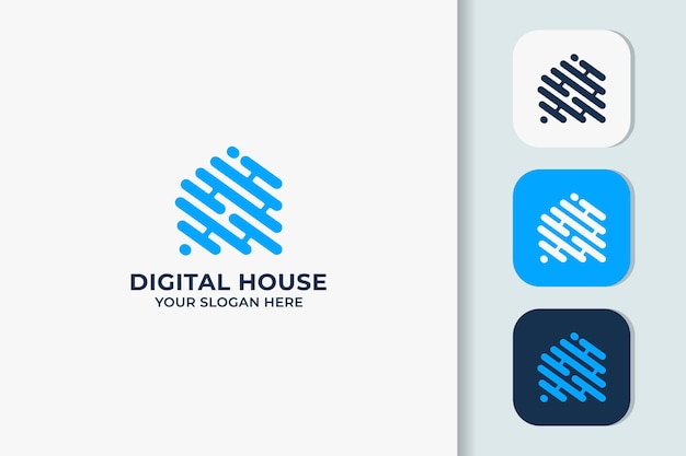 Abstract digital house modern logo design