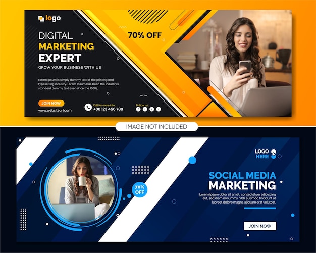 Abstract digital marketing cover banner social media marketing banner design