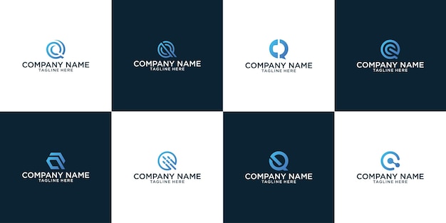 Abstract digital modern letter Q logo typography business corporate identity branding collection