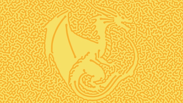 Vector abstract doodle pattern yellow soft colors background with dragon vector illustration