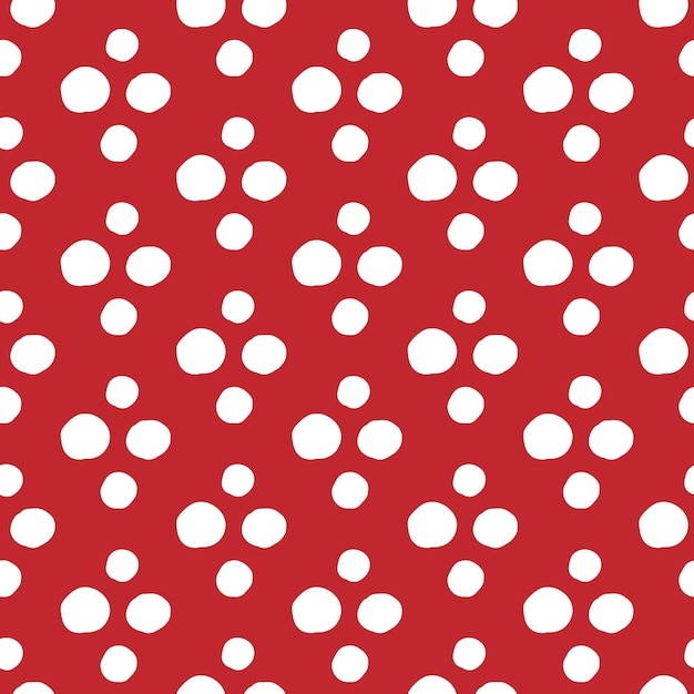 Abstract doodle red seamless pattern Vector simple fabric print template with hand drawn circle shapes in a row Trendy background