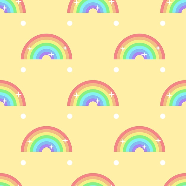 Abstract Doodle Seamless Pattern Rainbow Nature Sky Fabric Background Decoration Vector Design Style