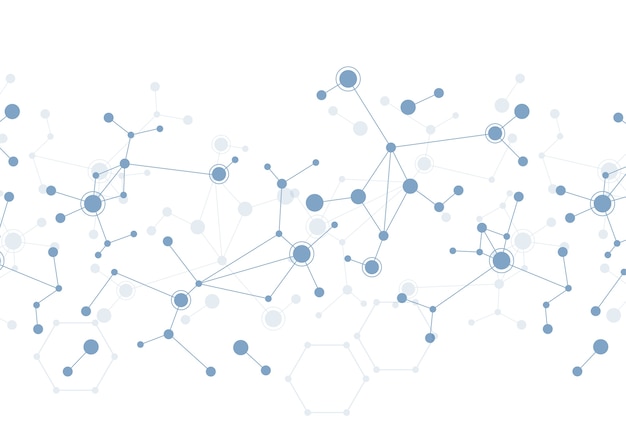 Abstract dot and line molecular structures in technology background and science style