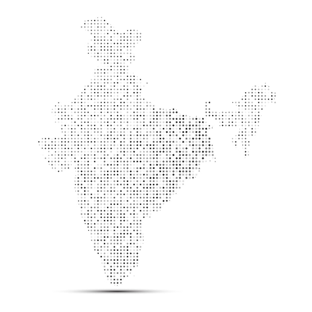 Abstract Dotted Halftone in white background with map of india